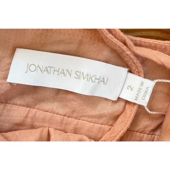 NWT Jonathan Simkhai Wilder Gauzy Cotton Midi Dress Size 2 Women’s Mauve - Picture 4 of 8